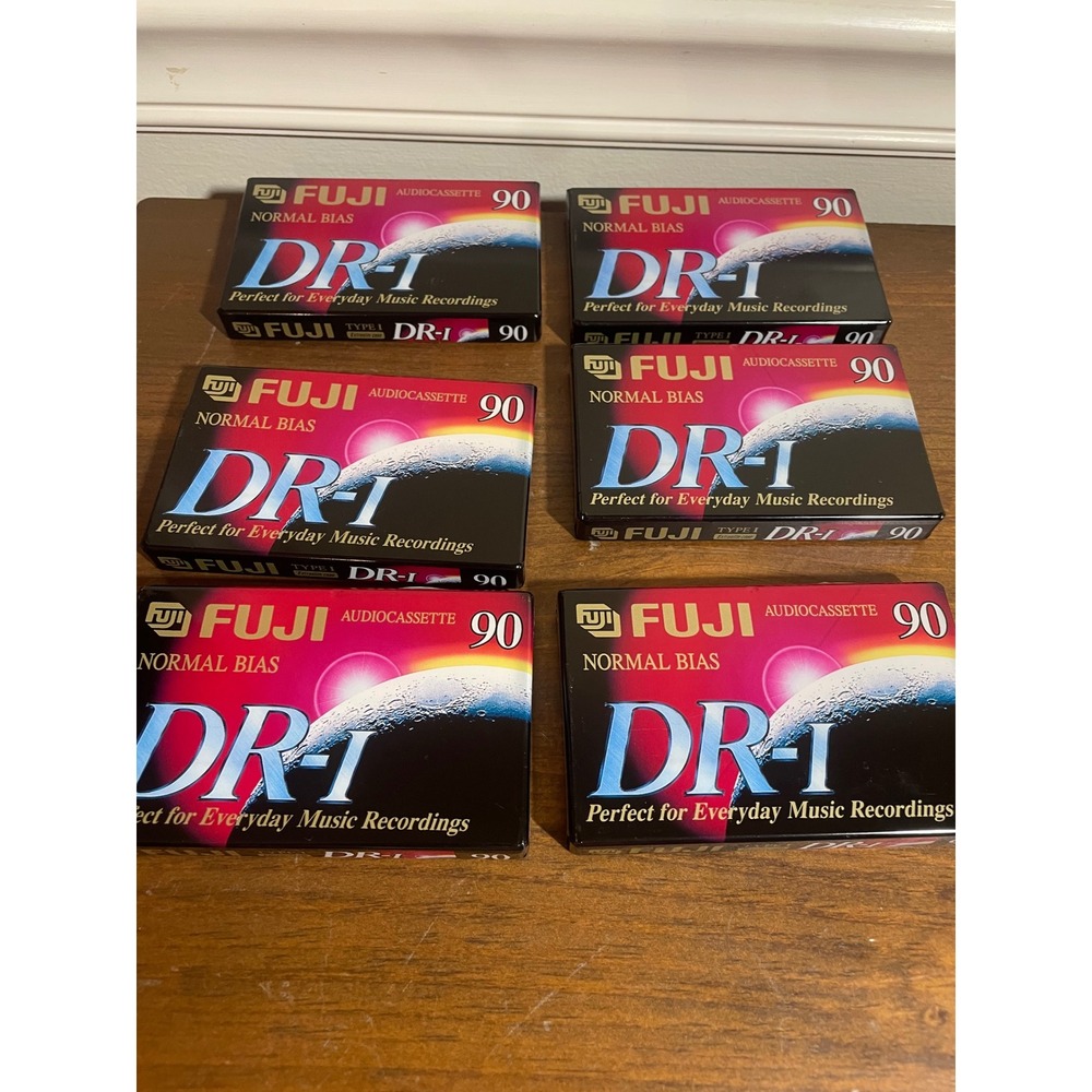 6 Pack Fuji DR-I 90 Normal Bias Type I Blank Audio Cassette Tapes Factory Sealed
